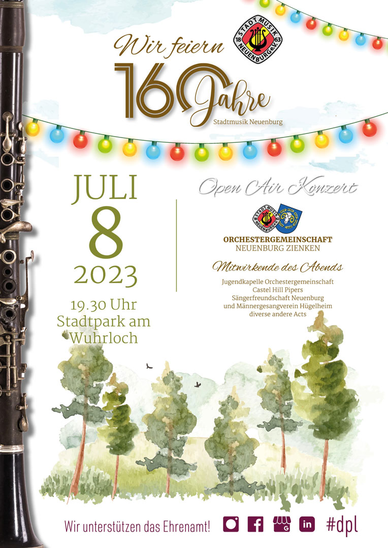 Event 16 Jahre Stadtmusik Neuenburg am 8.7.2023 im Stadtpark am Wuhrloch